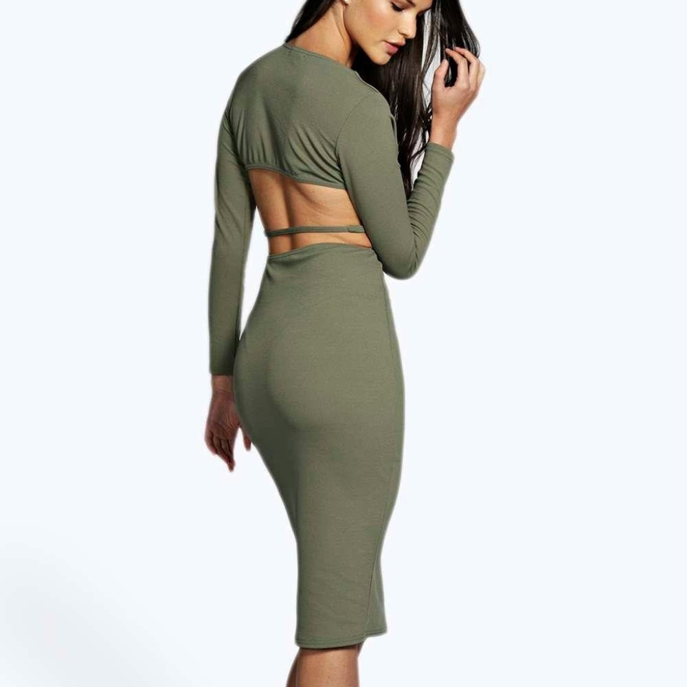 Olive green Midi dress